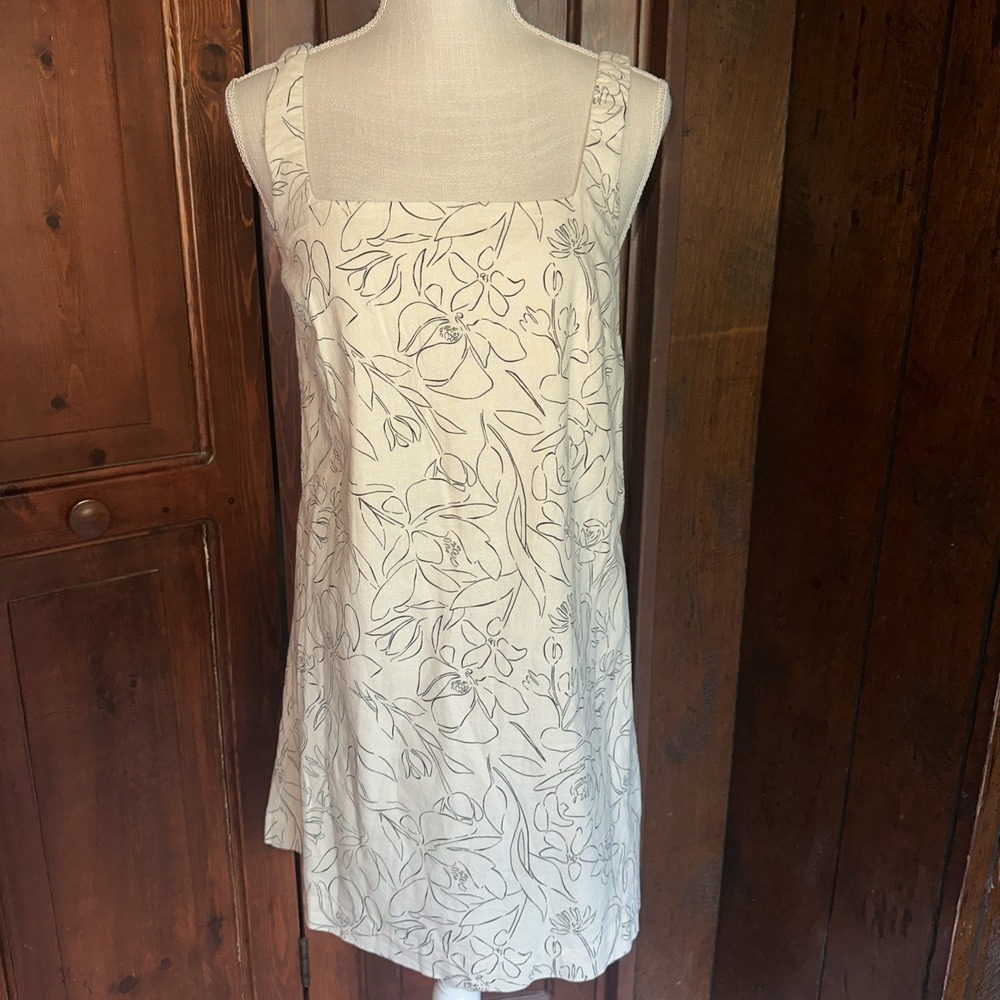 Womens A new day‎ linen cotton mini short sleeve dress Small Lined Pockets NWT